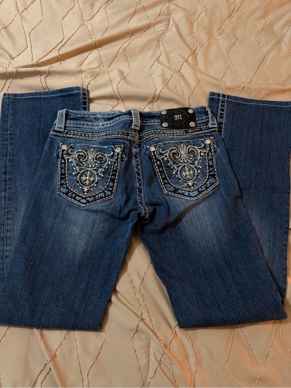 Miss Me Blue Embroidered Back Pocket Bootcut Jeans